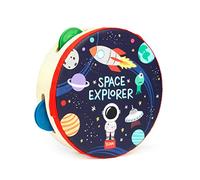 Legami - Tamburello, per Bambini, con 4 Sonagli, migliora la Coordinazione, Capacità motorie, Senso del Ritmo, Ø 14,5 cm, Tema Space, Taglia unica