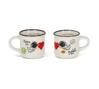 Legami - Tazzine da Caffè Espresso For Two, Set da 2 Coffee Mug in Porcellana New Bone China, Tazza Caffè Lavabile in Lavastoviglie, Tema Astronauta I Love You, Diametro 5,5 cm, Capacità 50 ml