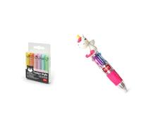 Legami - Teddy's Style, Set di 6 Mini Evidenziatori, 1x7,5 cm, Giallo, Pesca, Rosa, Lilla & MRP0001 - Mini Penna a Sfera 4 Colori, Mini Magic Rainbow, 2,3x10 cm, Inchiostro 4 Colori