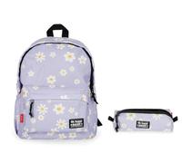 Legami - Zaino per Scuola My Backpack con Astuccio My Pencil Case, Tema DAISY, Cartella Scuola Foderata, Regolabile, Chiusura a Zip, Scomparto Interno per Laptop e Tablet, Tasca Laterale