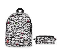 Legami - Zaino per Scuola My Backpack con Astuccio My Pencil Case, Tema Panda, Cartella Scuola Foderata, Regolabile, Chiusura a Zip, Scomparto Interno per Laptop e Tablet, Tasca Laterale