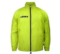 LEGEA Giacca impermeabile CAIRO giallo fluo antipioggia sportiva da sport uomo con AC MILKY COATING e cappuccio a scomparsa