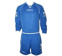 LEGEA Kit da Calcio Uomo Blu, Maglia con Manica Lunga, Aderente, Tinta Unita, 2 Pezzi, Ideale per le Squadre