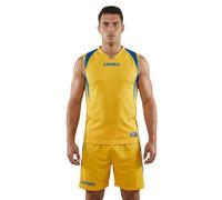 LEGEA KIT DETROIT COMPLETO COMPLETINO BASKET UOMO TORNEO SPORT (GIALLO-AZZURRO, XL)