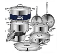 LEGEND COOKWARE Set di pentole in acciaio inox a 5 strati, 14 pezzi, compatibili con induzione, adatte al forno a 426,7 °C, atossici, senza rivestimenti, costruito per durare nel tempo