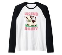 Legend Dairy Carino Mucca Cartoon Farm Animal Maglia con Maniche Raglan
