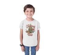 Legend Icon Kids Christmas - Maglietta in Cotone Rotondo Collo Corto Manica Holiday Tee - Regular Fit Xmas Shirt for Boys & Girls, It's Christmas Baby Festive Fun Cartoon Style_White, 6 Anni