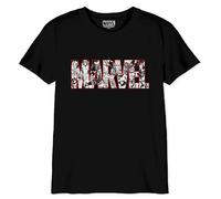 Legend Icon Officiel Marvel Logo Imprimé T-Shirt pour garçon col RAS du Cou Manches Courtes Coton Coupe régulière,Noir_Taille 12 Ans