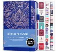 Legend Planner - Migliore agenda settimanale e calendario mensile per aumentare la produttività, raggiungere obiettivi e gestione del tempo principale - A5, Senza date (Blu reale, Lamina d'oro)