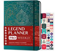 Legend Planner PRO - Agenda settimanale e mensile Deluxe per aumentare la produttività e raggiungere i tuoi obiettivi, agenda organizer per la gestione del tempo, non datata, 18 x 25,5 cm, copertina