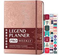 Legend Planner PRO - Agenda settimanale e mensile Deluxe per aumentare la produttività e raggiungere i tuoi obiettivi, agenda organizer per gestione del tempo, non datata, copertina rigida 18 x 25,5