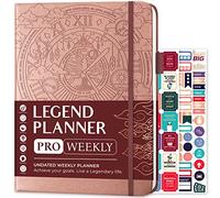 Legend Planner PRO - Agenda settimanale e mensile Deluxe per aumentare la produttività e raggiungere i tuoi obiettivi, agenda organizer per gestione del tempo, non datata, copertina rigida 18 x 25,5