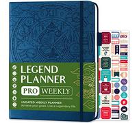 Legend Planner PRO - Agenda settimanale e mensile Deluxe per aumentare la produttività e raggiungere i tuoi obiettivi, agenda organizer per la gestione del tempo, non datata, copertina rigida +