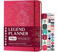 Legend Planner PRO - Agenda settimanale e mensile Deluxe per aumentare la produttività e raggiungere i tuoi obiettivi, agenda organizer per gestione del tempo, senza data, 18 x 25,5 cm, copertina