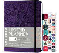Legend Planner PRO - Agenda settimanale e mensile Deluxe per aumentare la produttività e raggiungere i tuoi obiettivi, agenda organizer per la gestione del tempo, non datata, copertina rigida +