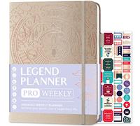 Legend Planner PRO - Agenda settimanale e mensile non datata per obiettivi e produttività, organizer per gestione del tempo, 18 x 25,5 cm (conchiglia)