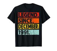 Legend Since December 1991 December 1991 Birthday Vintage Maglietta