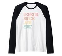 Legend Since June 2007 19th Birthday 19 Years Old Vintage Maglia con Maniche Raglan
