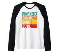 Legend Since June 2019 7 Years Old 7th Birthday Vintage Maglia con Maniche Raglan