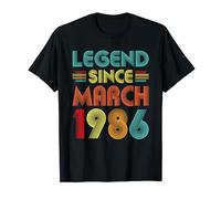 Legend Since March 1986 Birth Of Birthday 1986 Vintage Idea Maglietta