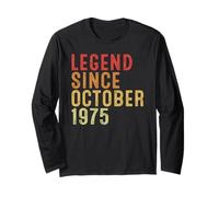 Legend Since October 1975 Vintage 1975 Birth Of Birthday Maglia a Manica