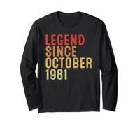 Legend Since October 1981 Vintage 1981 Birth Of Birthday Maglia a Manica