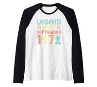 Legend Since September 1972 53rd Birthday Retro 53 Years Old Maglia con Maniche Raglan
