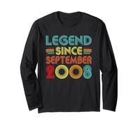 Legend Since September 2008 18th Birthday Retro 18 Years Old Maglia a Manica