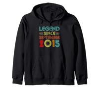 Legend Since September 2015 10th Birthday Retro 10 Years Old Felpa con Cappuccio
