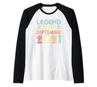 Legend Since September 2021 5th Birthday Retro 5 Years Old Maglia con Maniche Raglan