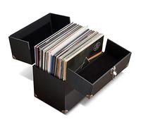 Legend Vinyl Scatola portaoggetti per dischi - Contiene 50 LP, custodia in vinile da 30,5 cm con pannelli di apertura anteriore e posteriore, stile Flight Case, design resistente e robusto, Nero ,