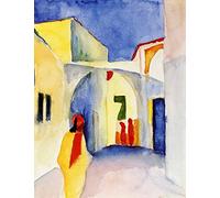 LegendArte - Stampa su tela - Vista Di Un Vicolo A Tunisi - August Macke - Quadro su Tela, Decorazione Parete cm. 60x80