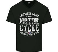 Legendary Moto Motociclisti Motociclista Uomo Scollo A V Cotone T-Shirt