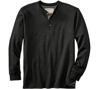 Legendary Whitetails Camicia da Uomo Resistente Come Buck a Doppio Strato Termica, Stile Henley, Casual, a Maniche Lunghe, a Nido d'Ape, vestibilità Regolare, Nero, M