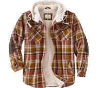 Legendary Whitetails Camp Night Berber Lined Hooded Flannel Shirt Jacket Camicia Button-Down, Plaid Arrowood Barnwood, 4X-Large Big Uomo