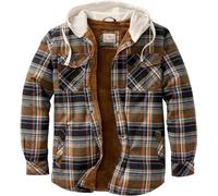 Legendary Whitetails Camp Night Berber Lined Hooded Flannel Shirt Jacket Camicia, Plaid Porter, 4XL Big Uomo