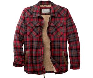 Legendary Whitetails Men's Tough As Buck Sherpa Lined Flannel Shirt Jacket, Rugged Red Plaid, Small