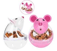 Legendog, palla per cibo per gatti e gatti, a forma di goccia, a forma di boccone per animali domestici, Bianco e rosa.