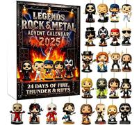 Legends of Rock & Metal Calendario dell'Avvento 2025-24 giorni con conto alla rovescia, ornamenti 2D, adatto per Halloween e Natale, regali a sorpresa
