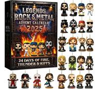 Legends of Rock & Metal Calendario dell'Avvento Heavy Metal 2025, 24 giorni con iconici personaggi musicali 2D da collezione, adatto per Halloween e Natale, regali per fan di RockMetal (A)