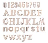 LegendTech 124PCS Lettere Dell'alfabeto in Legno e Numeri Lettere di Legno Decorative 0-9 Numeri di Legno Set Decorativo Squisito per DIY Decorativa Arti e Mestieri Spettacolo 45*4mm