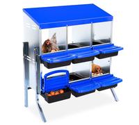 Legenest per polli, 6 scompartimenti, camera di posa, 81 x 52 x 95 cm, stabile e resistente alla corrosione, nidificatore in metallo, fori e piattaforma di riposo, adatto per diverse razze di pollo