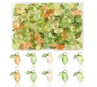 LEGENTLISUR 100-300 ciondoli a forma di fiore, farfalla, cuore e limone, per la creazione di gioielli, con cerchio in metallo, per gioielli fai da te, 17mm, Vetro, Nessuna pietra preziosa