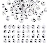 LEGENTLISUR 108 perline in silicone con lettere dell'alfabeto, 12 mm, quadrate, sfuse, per braccialetti dell'amicizia, parole, portachiavi, gioielli, progetti fai da te (bianco)