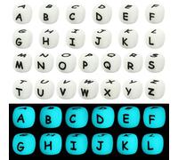 LEGENTLISUR 108 perline luminose con lettere in silicone, 12 mm, cubi quadrati alfabeto, perline allentate, per braccialetti dell'amicizia, parole, portachiavi, gioielli, progetti fai da te