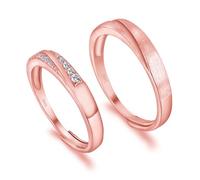 LEGENTLISUR 2 Pezzi Fedine Fidanzamento Coppia Anelli Donna Argento 925 Fedi Nuziali Anelli Coordinati Set di Anelli di Promessa Diametro Interno 17-19 mm Regolabile(Oro Rosa)