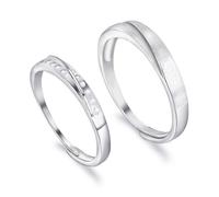 LEGENTLISUR 2 Pezzi Fedine Fidanzamento Coppia Anelli Donna Argento 925 Fedi Nuziali Anelli Coordinati Set di Anelli di Promessa Diametro Interno 17-19 mm Regolabile(Platino)