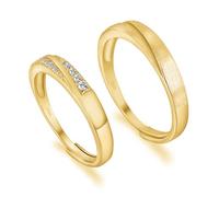 LEGENTLISUR 2 Pezzi Fedine Fidanzamento Coppia Anelli Donna Argento 925 Fedi Nuziali Anelli Coordinati Set di Anelli di Promessa Diametro Interno 17-19 mm Regolabile(Color Oro)