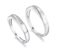 LEGENTLISUR 2 Pezzi Fedine Fidanzamento Coppia Anelli Donna Argento 925 Fedi Nuziali Anelli Coordinati Set di Anelli di Promessa Diametro Interno 17-19 mm Regolabile(Platino)