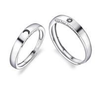 LEGENTLISUR 2 Pezzi Fedine Fidanzamento Coppia Anelli Donna Argento 925 Fedi Nuziali Anello Coordinato come Regalo per Il tuo Partner Coniuge Diametro Interno 18-19.3 mm Regolabile